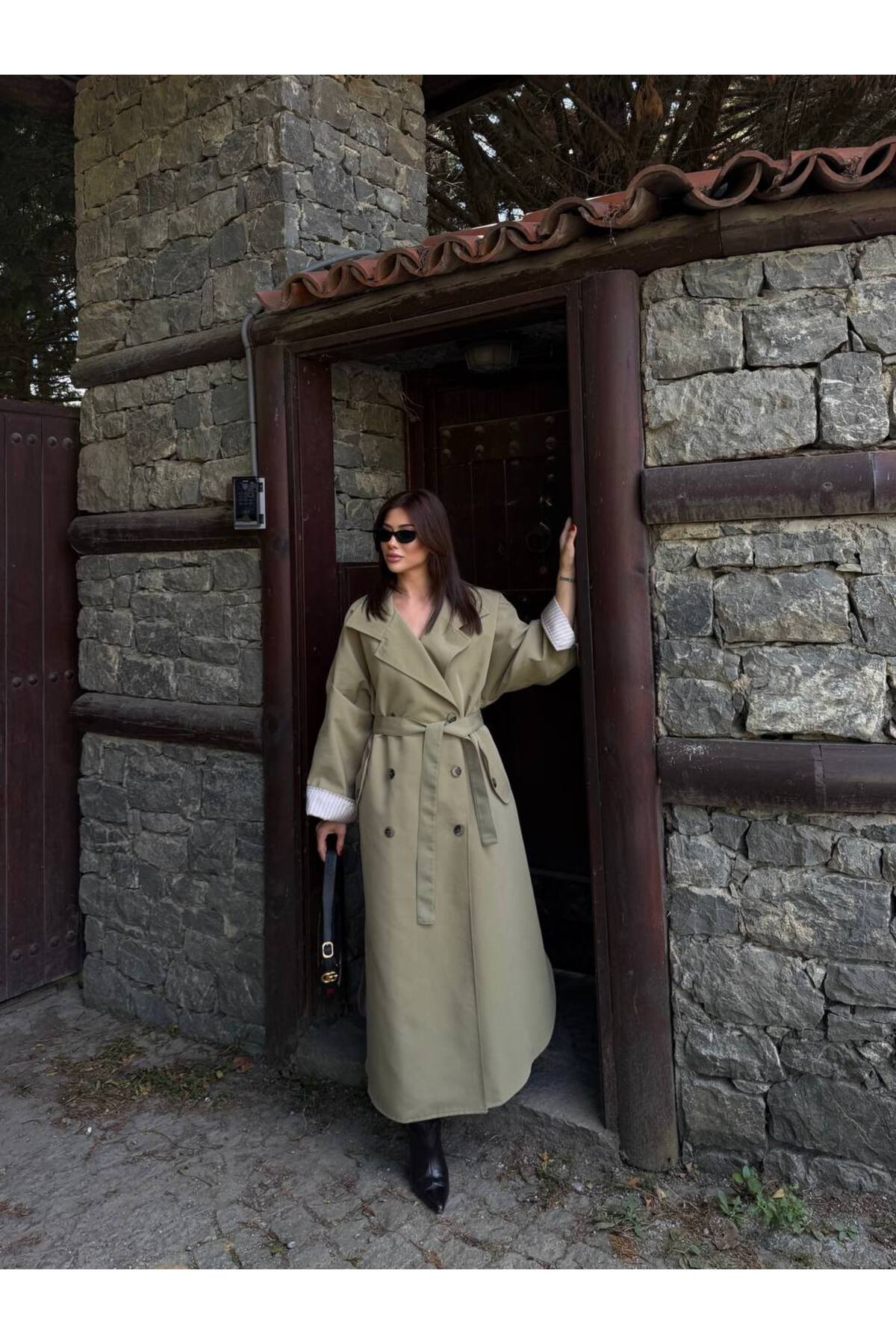Kadın Lina Kuşaklı Oversize Kadın Trençkot