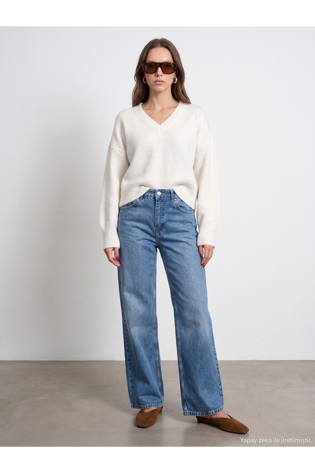 72374 %100 Pamuk Wide Leg Jean