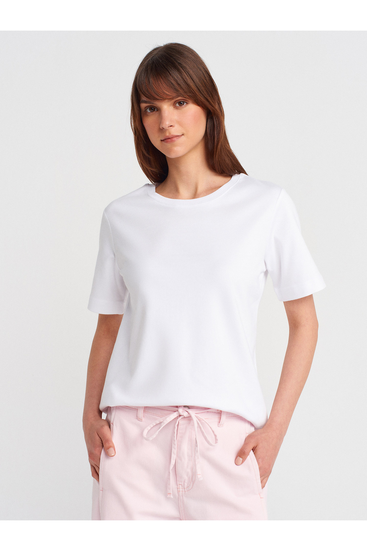 31763 %100 Pamuk Bisiklet Yaka T-shirt