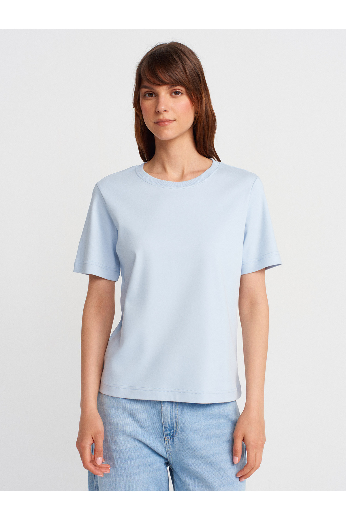 31763 %100 Pamuk Bisiklet Yaka T-shirt