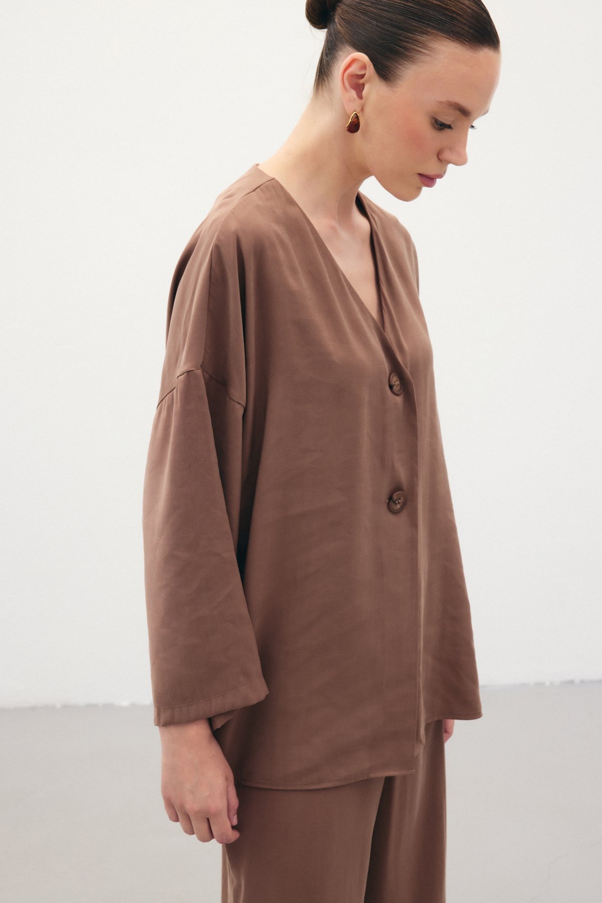 Düğmeli Kimono - Siyah